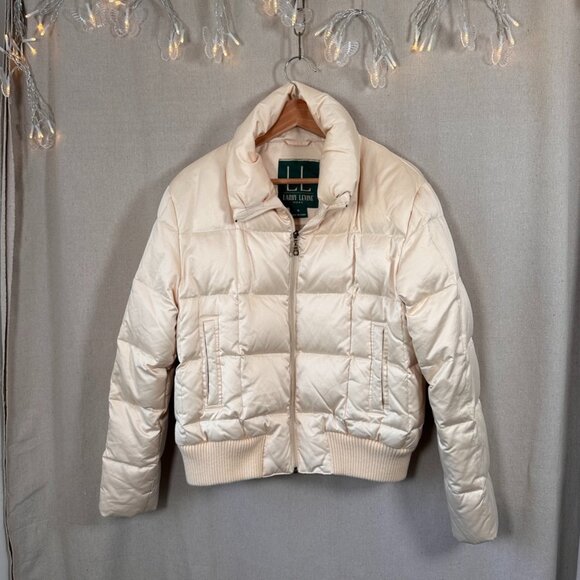 Larry Levine Cream Down Puffer Jacket  |  Size M - Picture 1 of 13